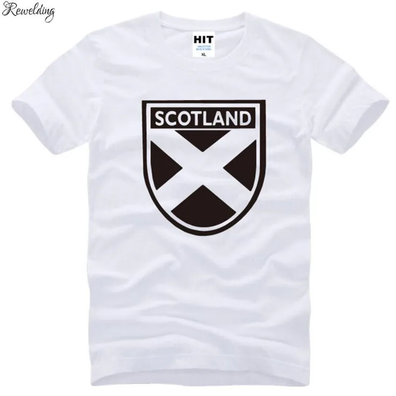 Футболка мужская с принтом шотландского флага, стильная тенниска из хлопка с короткими рукавами, модная майка с круглым вырезом, большие размеры, лето