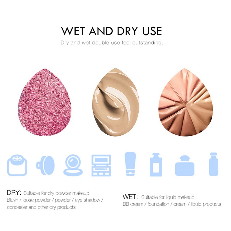MIXDAIR New Makeup Sponge Microfiber fluff Surface Powder Cosmetic Puff Foundation Liquid Make Up Tool Dry Wet Double Use |