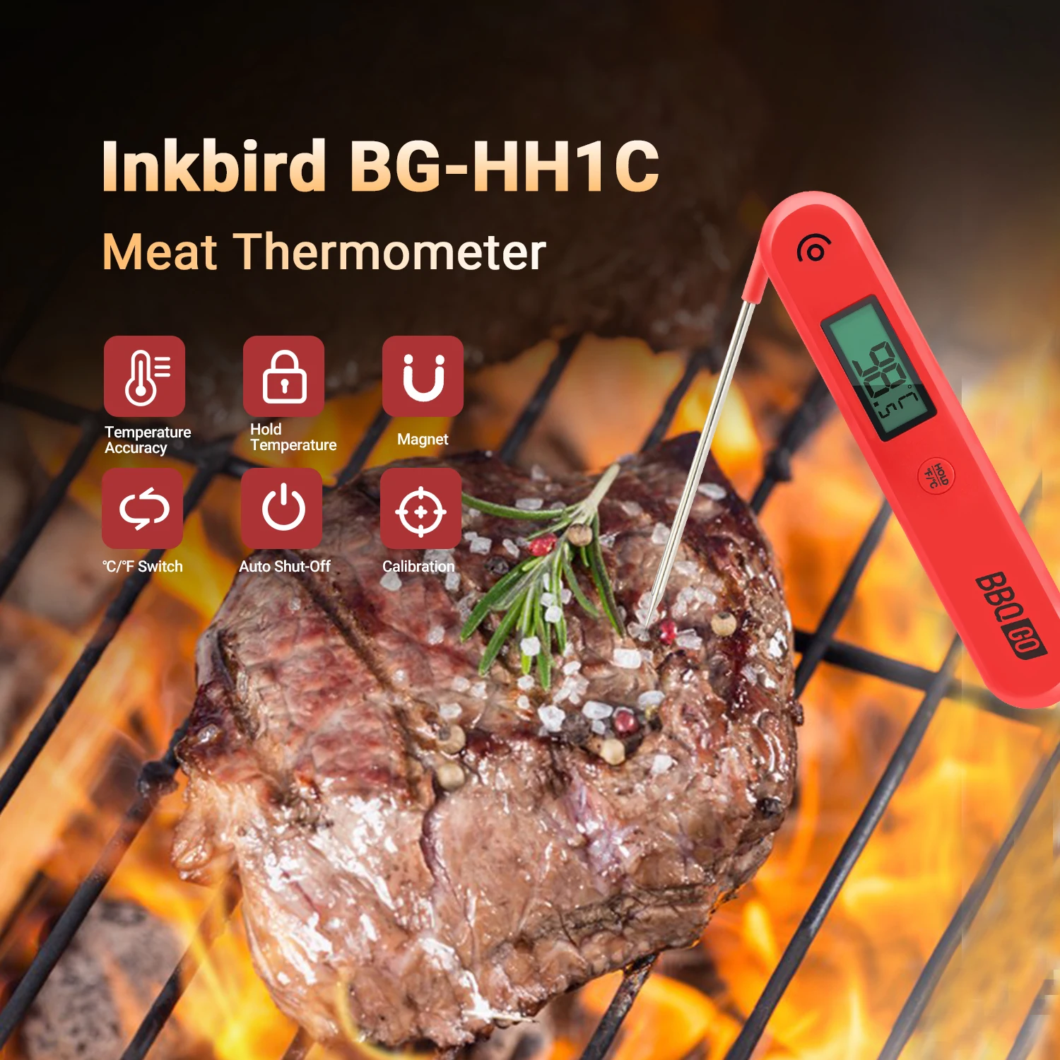 

INKBIRD Handheld Digital Kitchen Probe Thermometers Food Cooking Liquid Meat Thermometer for BBQ Grill Milk Oven and Bath Water