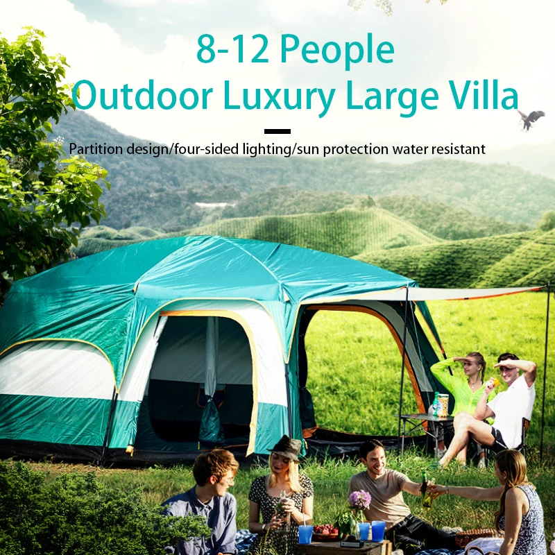 Палатка Glamping Большая водонепроницаемая двухслойная палатка на 6 8 10 12 человек две