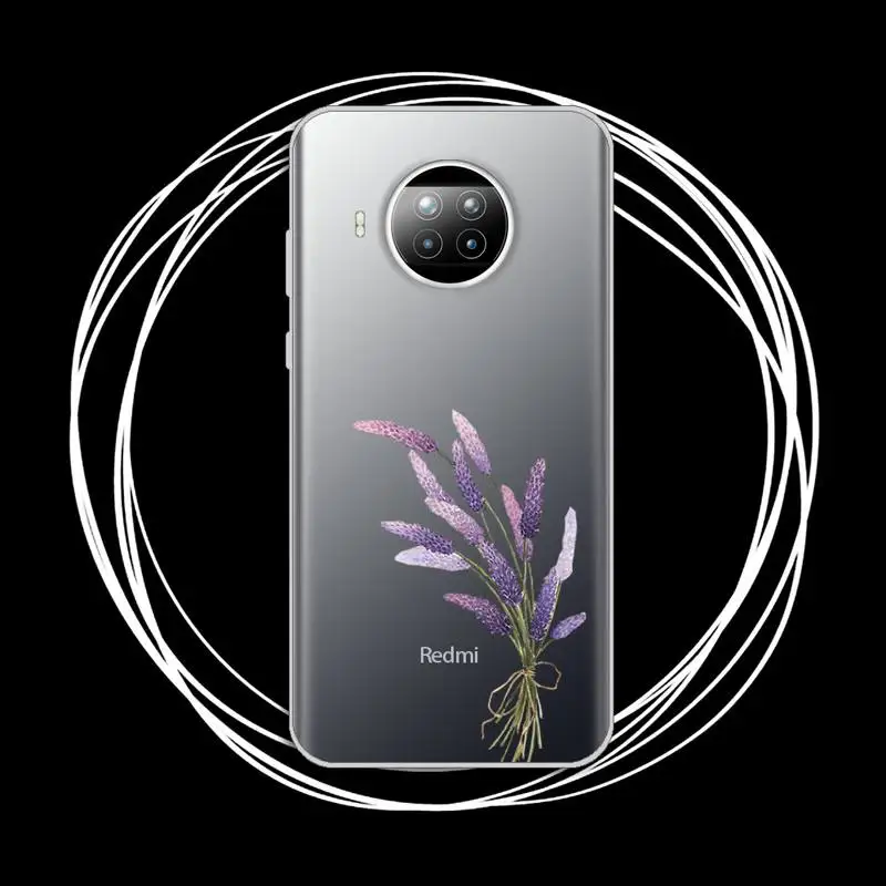 

Simple Lavender Purple Flowers Phone Case Transparent for Xiaomi Redmi note 10 t 8 9 pro lite 11