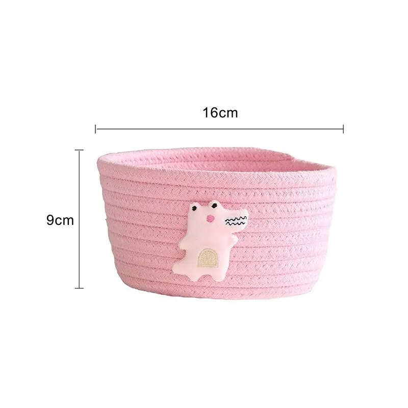 

Cotton Rope Storage Baskets With Animals Shape Baby Dirty Clothes Laundry Basket Handmade Weaving Desktop Sundries Organizer Box