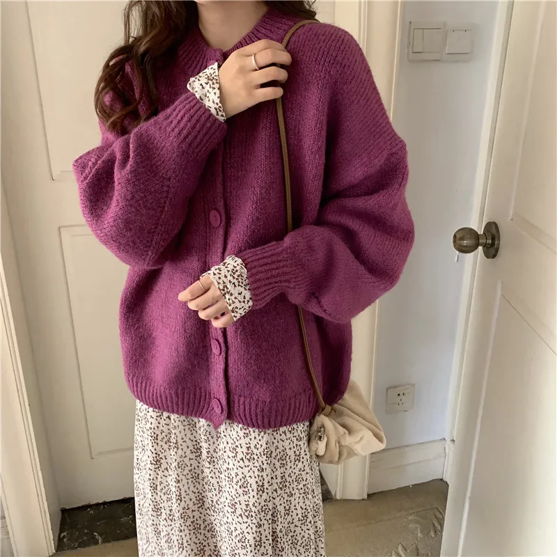 

Green Sweater Cardigan Women Winter Sweater Oversized Jacket Harajuku Knitting Sweaters Female Winter Loose Coat Streetwear Girl