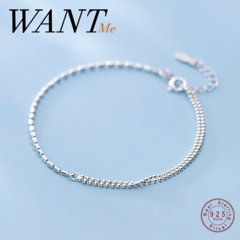 Браслет WANTME женский из серебра простой базовый браслет на ногу искусственных