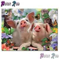 5d animal pig butterfly flower diamond painting embroidery diy square or round mosaic cross stitch rhinestone handmade gifts