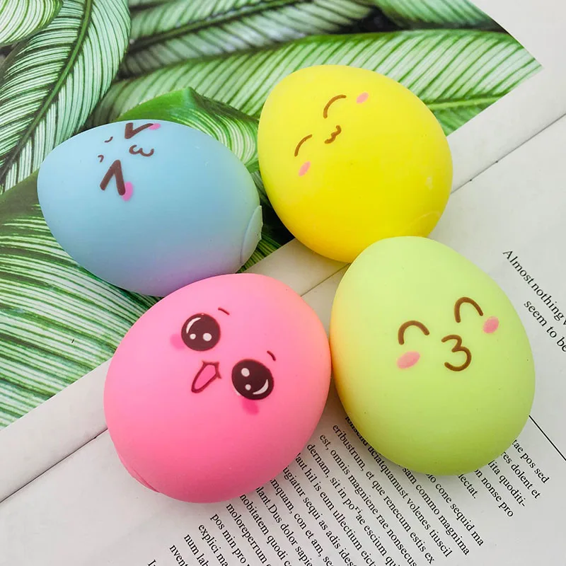 

6cm Children's Vent Toy Tpr Four Expressions Kneading Egg Soft Glue Decompression Twisting Egg Slow Rebound Hand Toy For Babys