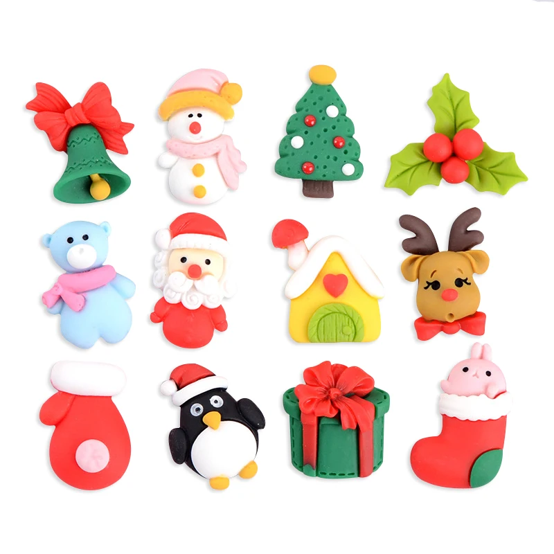 

30 Pcs Mini Christmas Series Resin Embellishments Kawaii Scrapbooking Accessories Cabochons for Needlework DIY Craft Supplies