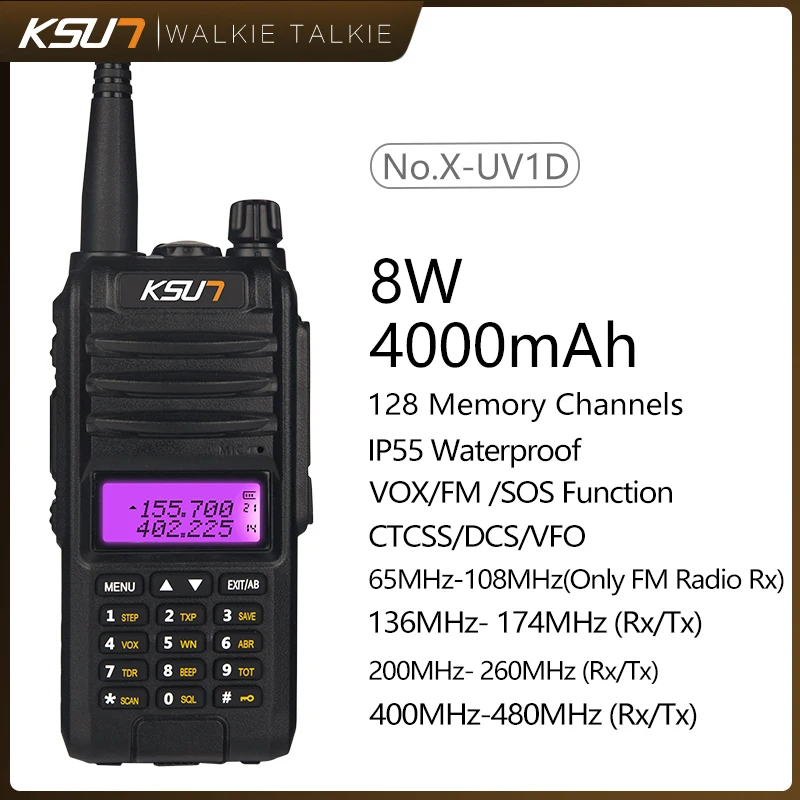 KSUN X UV1D иди и болтай Walkie Talkie “иди 8W VHF Любительская рация двойного диапазона 136 480