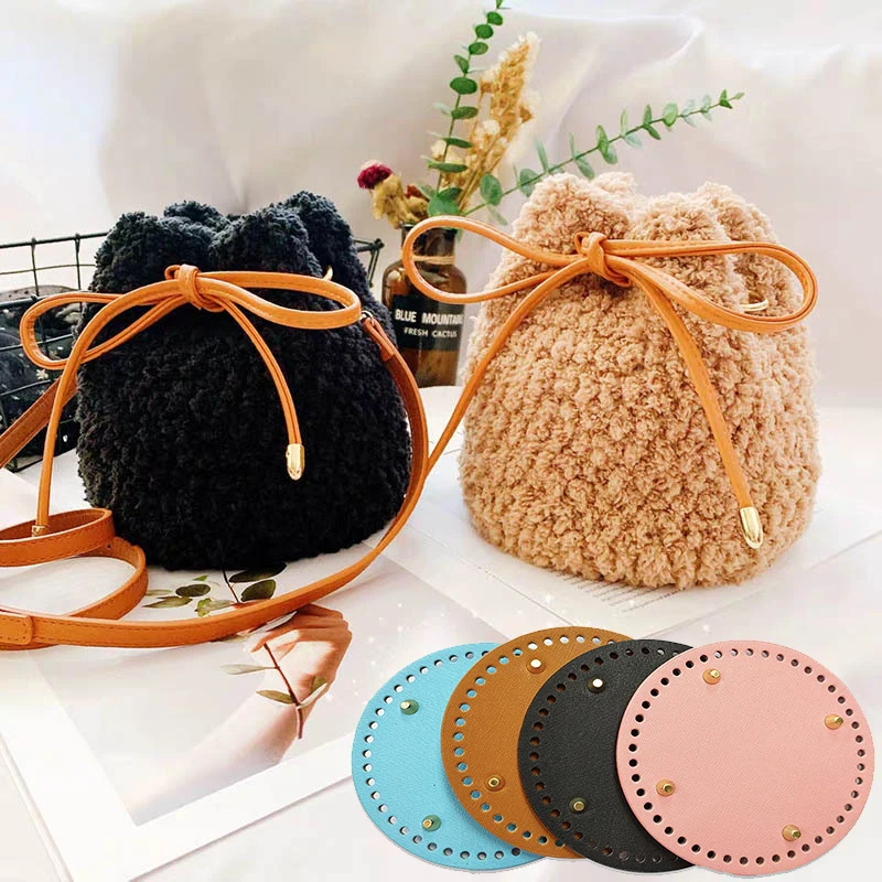 

1 Pcs 15*15cm Round Bottom For Knitting Bag Pu Leather Rivet Women Bags Handmade Diy Bag Accessories Diy Crochet Bag Bottom
