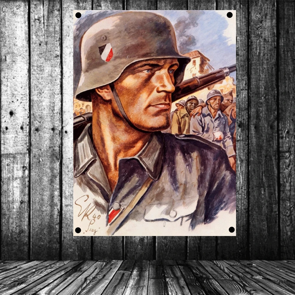 WWII плакат GER солдата война wall art Форма вермахт военные плакаты флаг баннер