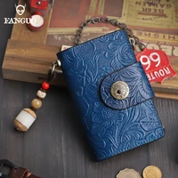 100 cow leather key wallet handmade genuine leather credit id card slot housekeep key chain coin purse keys case for men women