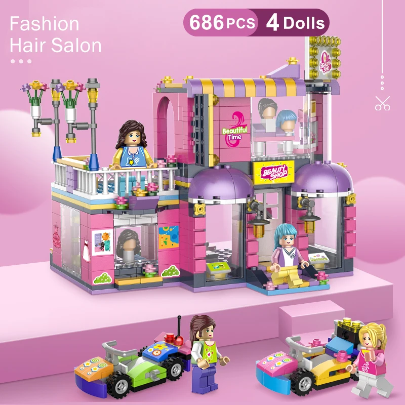 686 шт. строительные блоки девушки дружба дом совместимый для друзей прическа roomToys