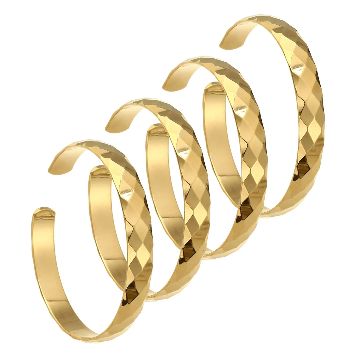 

Ethiopian Dubai Arab Indian Openable Gold Diamond Pattern Bangles 4Pcs Cuff Bracelet For Women Lady Men Girl Wedding Jewelry
