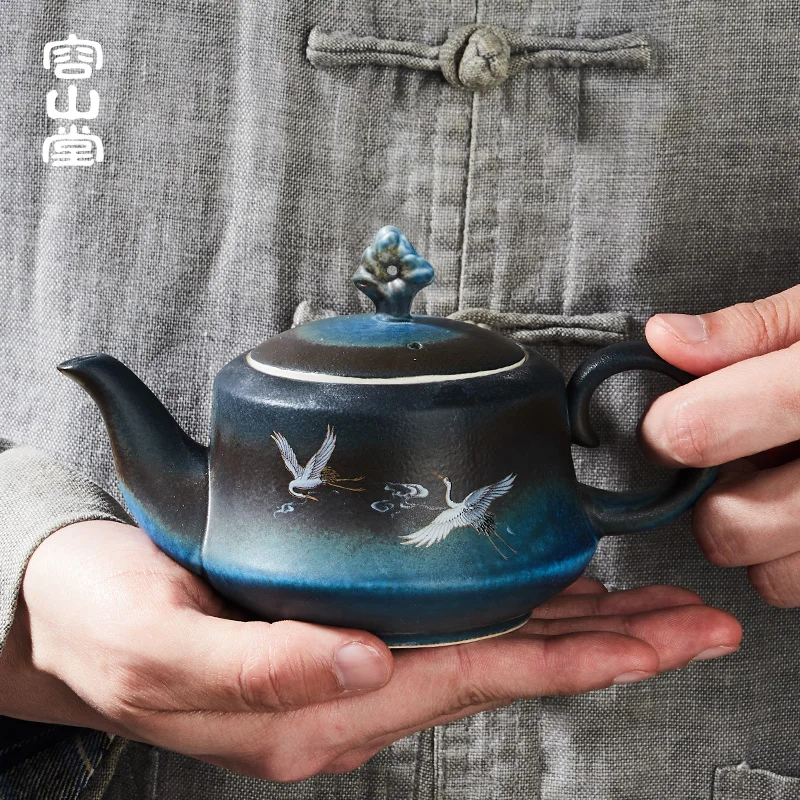 

Ceramic Chinese Teapot Anti Drip Catcher Pottery Cute Teapot Travel White Tea Teekanne Keramik Household Merchandises BL50CH