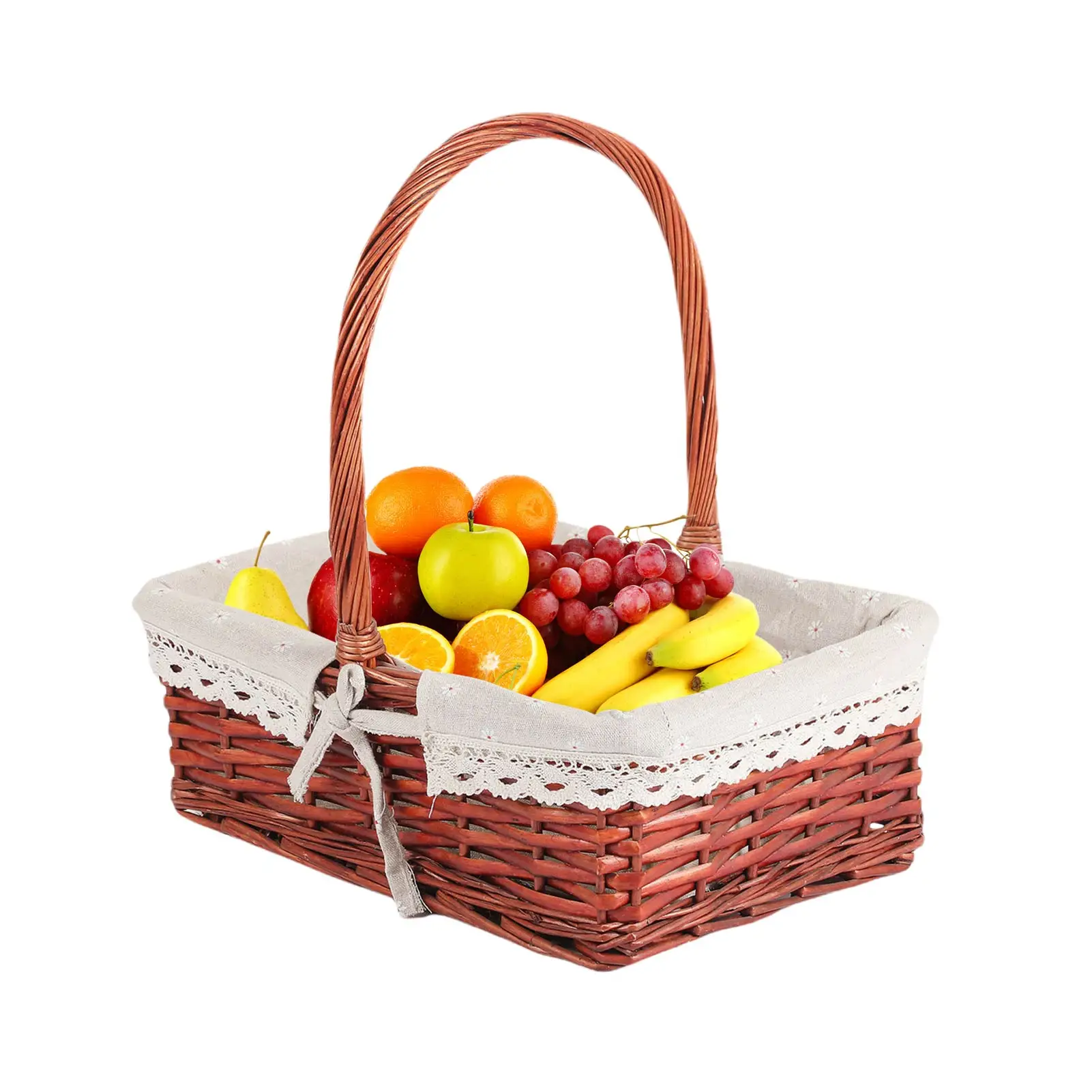 

New Country Style Outdoor Wicker Picnic Basket Natural Woven Multifunctional Storage Basket Gift Basket Fruit Sewing Basket