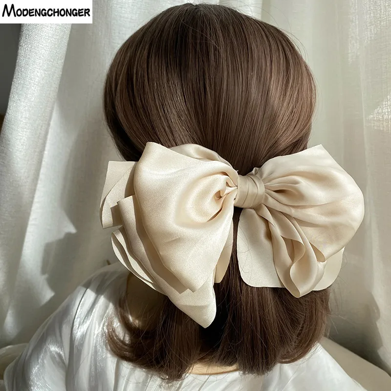 

1PC Winter Velvet Bowknot Hair Clips Hand Tie Large Pigtail Bows Hairpin For Women Girls Satin Temperament Elegant Accessoires