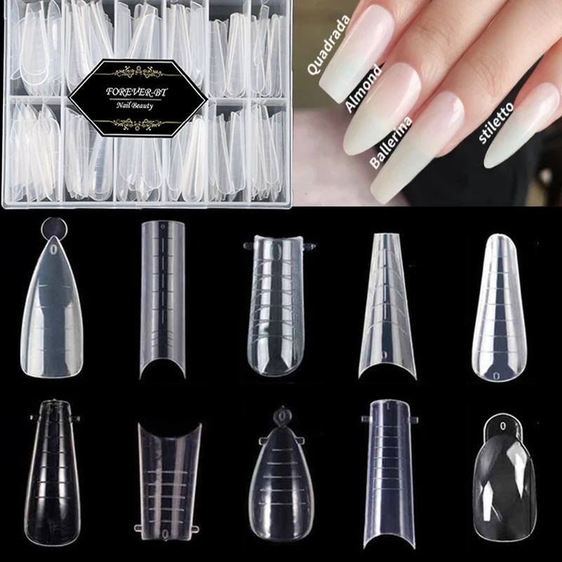 

120PCS Dual Forms Nail Extension Molds Poly Nail Gel Extend Mold For Quick Building Acrylic Coffin Fake Nails System Upper Forms
