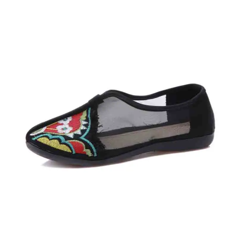

Hanfu Shoes Women Summer Soft Bottom Shoes Chinese Vintage Embroidered Pink White Black Red Flat Shoes For Women Plus Size