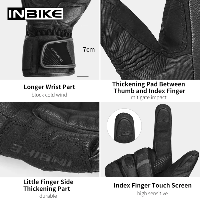 INBIKE, зимние перчатки для мотоцикла, водонепроницаемые, теплые, мотоциклетные перчатки, защита передач, тепловые, флисовые, мужские, мотоциклетные, ветрозащитные перчатки