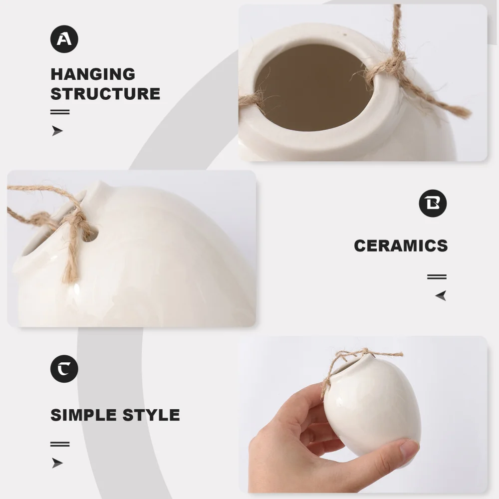 

2pcs Household Hanging Flowerpots Simple Style Ceramic Flowerpots Plant Pots
