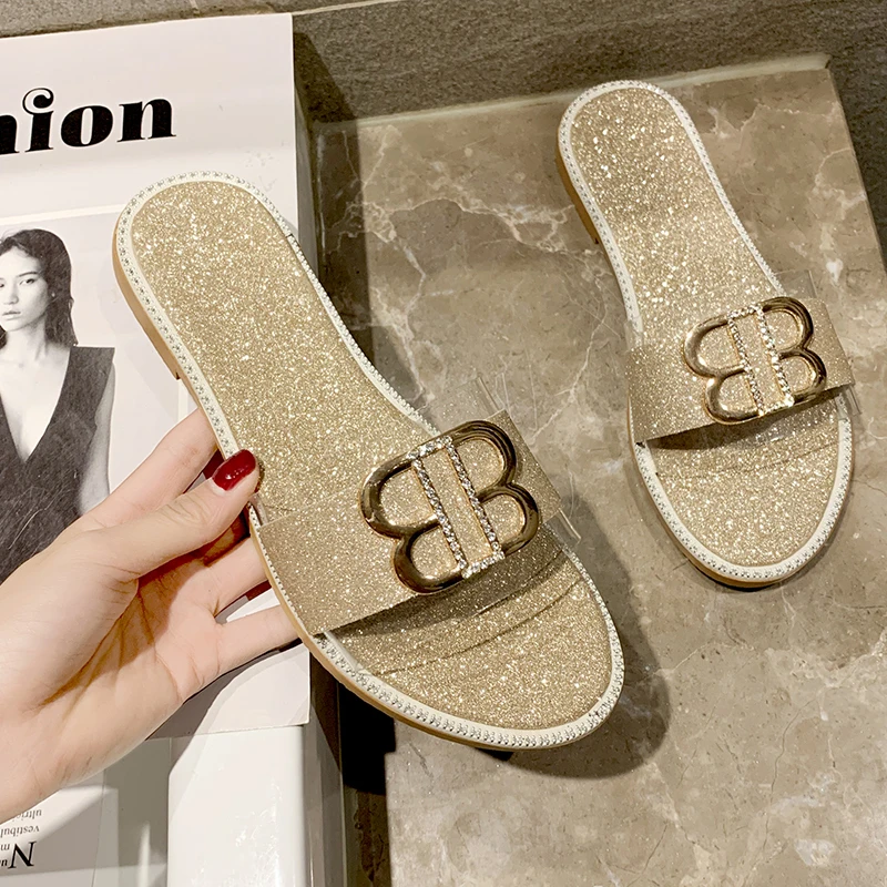 2020 Женские шлепанцы босоножки на плоской подошве повседневная обувь Уличная