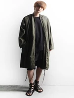 mens trench coat spring and autumn new korean fashion v collar flax leisure large size long coat%c2%a0
