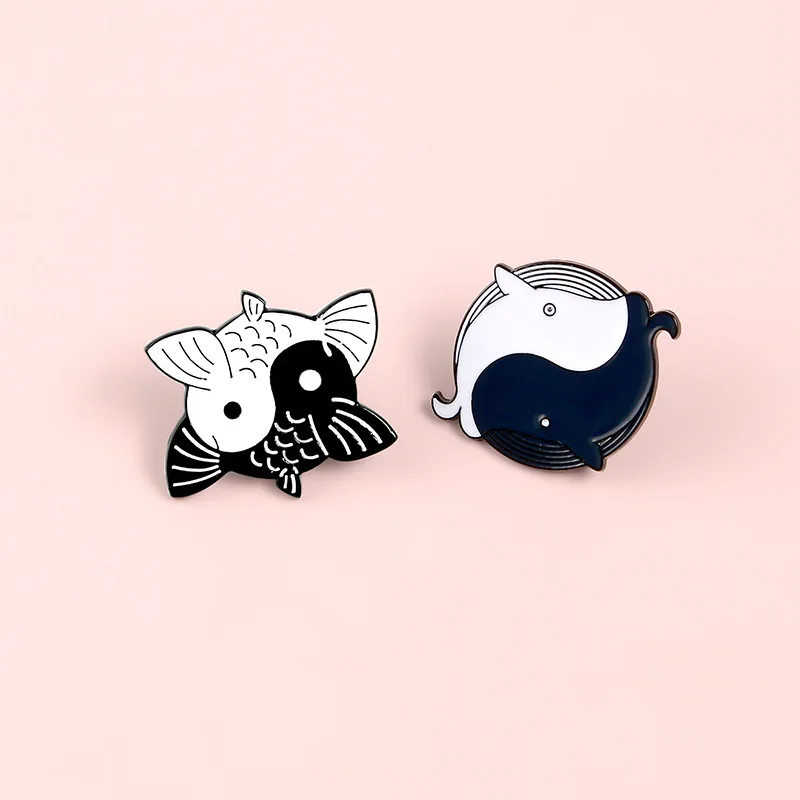 Круглая брошь Tai Chi Yin Yang с рыбой креативная модная пара значков милые подарки для