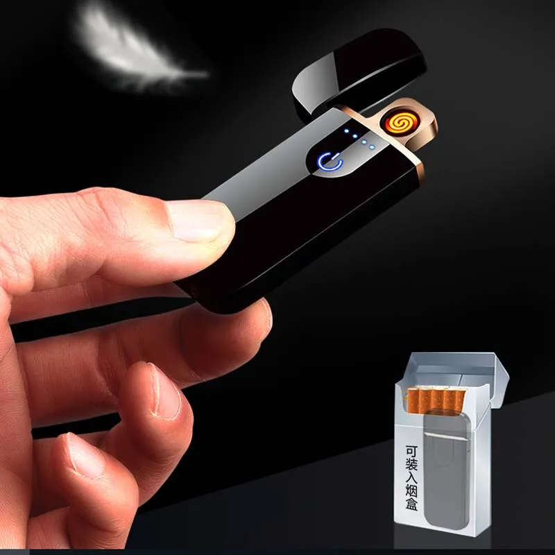 Ветрозащитная Индукционная Электронная зажигалка с USB-зарядкой и отпечатком