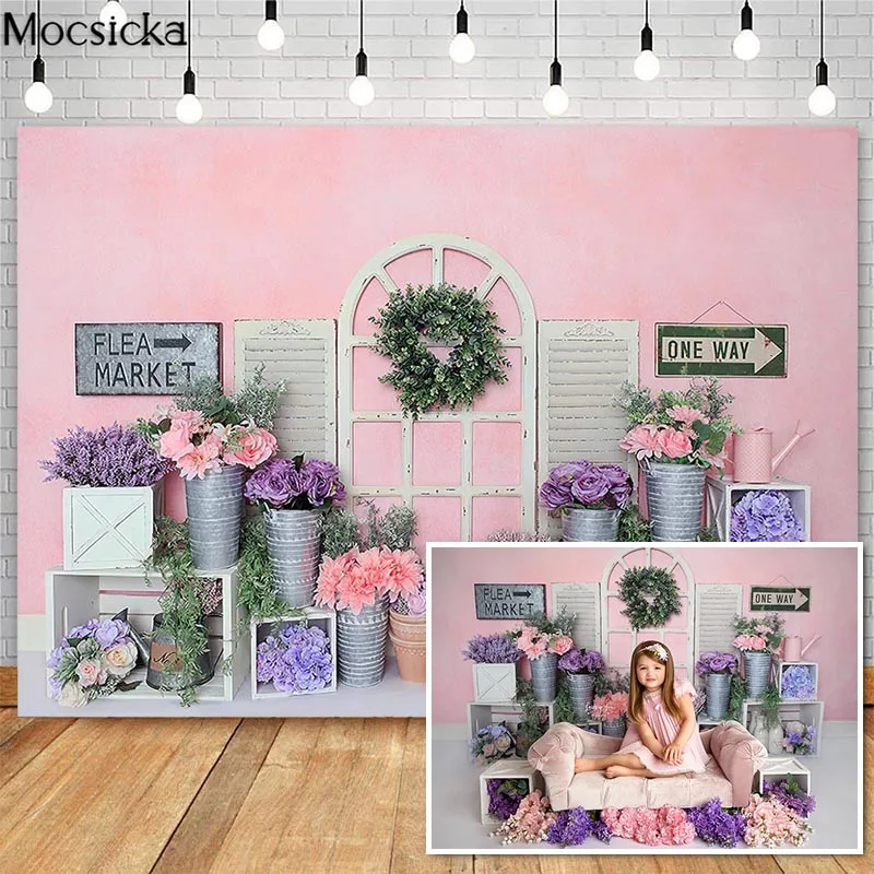 Mocsick фон для фотосъемки с изображением весеннего блошиного рынка цветочного