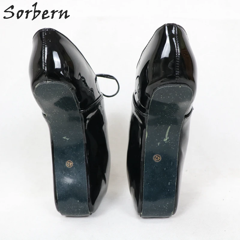 Sorbern/черные женские туфли-лодочки на шнуровке с перекрестной шнуровкой; балетки на высоком каблуке; женская обувь на каблуке; большой размер 42