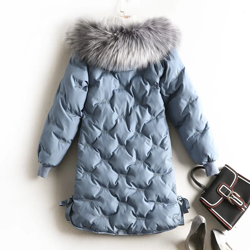 2019 зимняя куртка Женская Толстая теплая парка меховой воротник с капюшоном