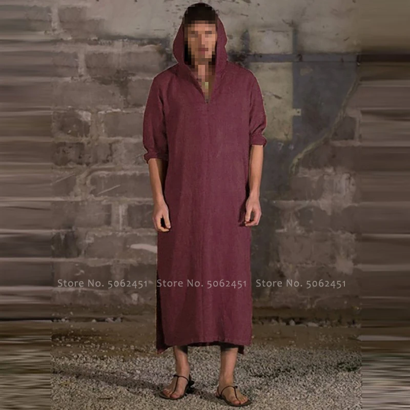 Хэллоуин средневековый Ретро v-образным вырезом с капюшоном футболка Viking пират