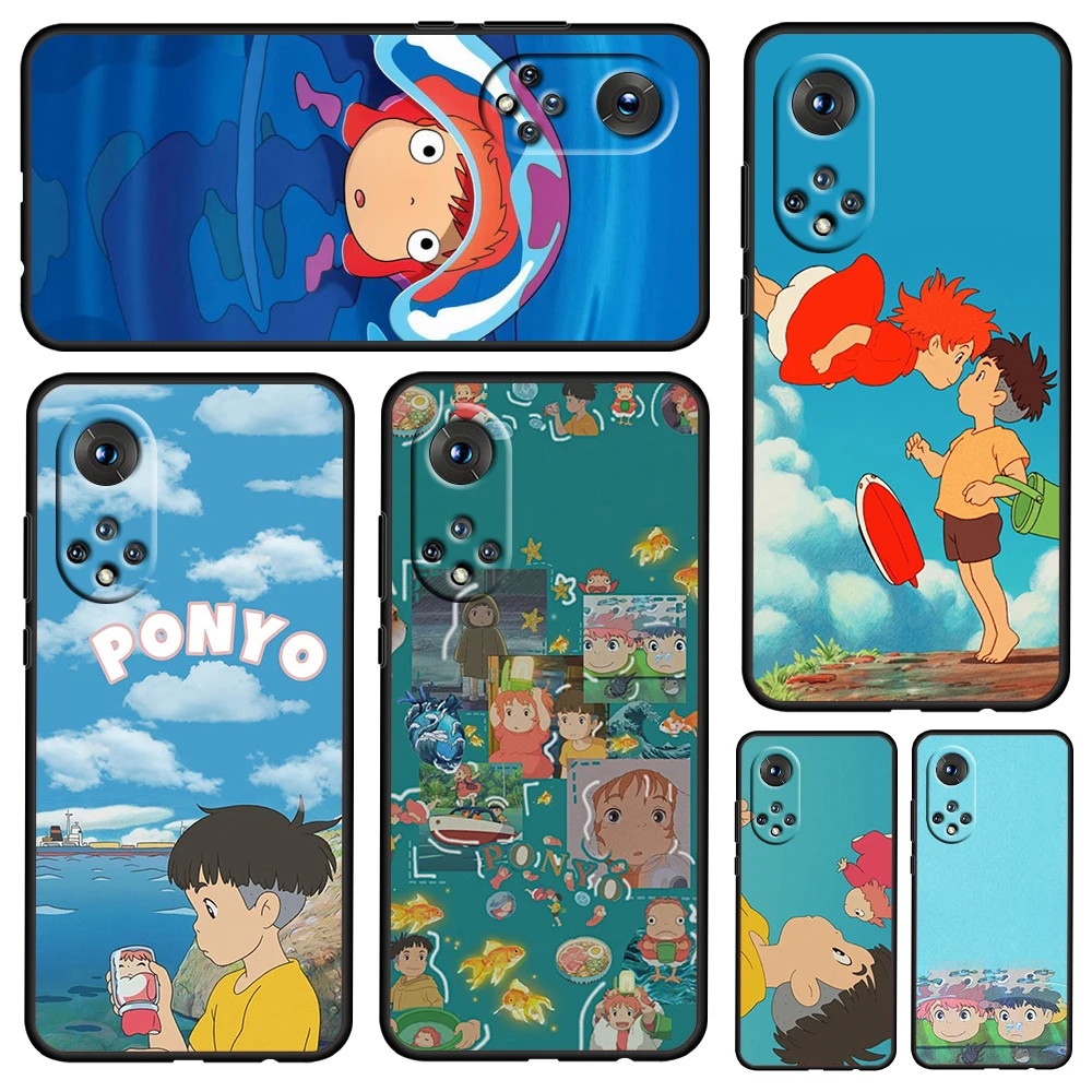

Ponyo on the Cliff Anime for Honor Magic Play 3 5T Pro X20 50 SE V30 5G 30i 10X 30S 9A 9C 20S V20 Soft Black Phone Case