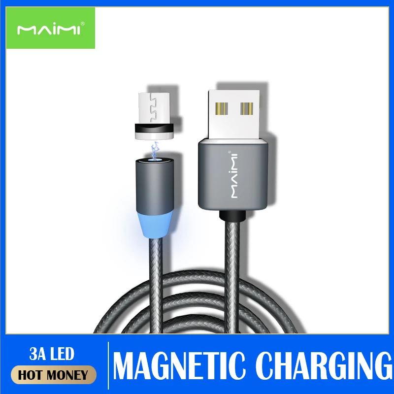 

maimi LED Magnetic USB Cable Fast Charging Type C Cable Magnet Charger Data Charge Micro USB Cable Mobile Phone Cable USB Cord