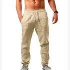 Мужские хлопковые льняные брюки, летние быстросохнущие дышащие однотонные льняные брюки, уличный Повседневный удобный костюм для мужчин