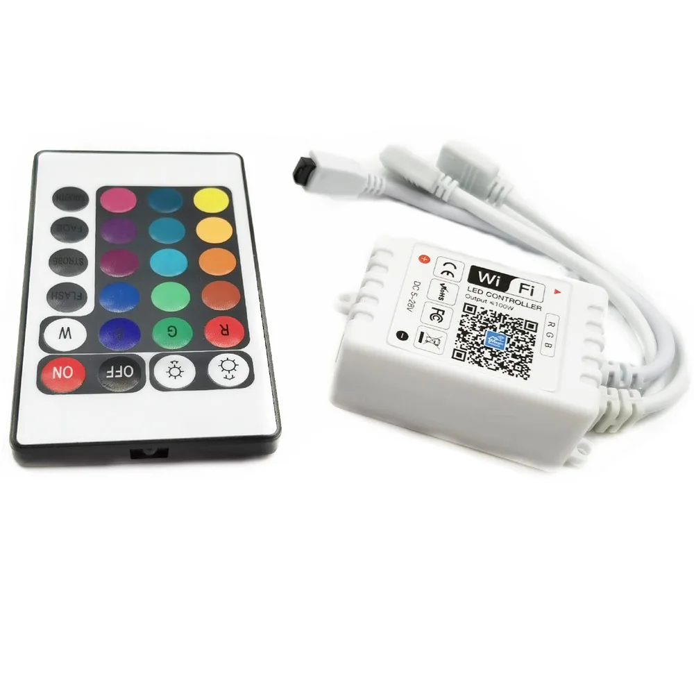 WiFi Смарт RGB контроллер с 24 клавишным ИК пультом дистанционного приложения для 2835