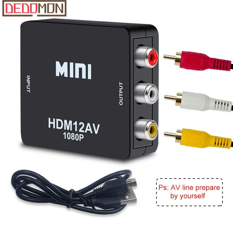 HDMI К AV скейлер адаптер HD видео конвертер коробка HDMI к RCA AV/CVSB L/R видео 1080P HDMI2AV Поддержка NTSC PAL