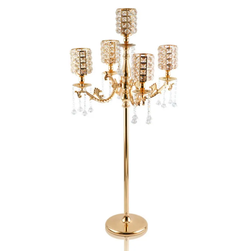 Скандинавский современный большой подсвечник с 5 головками металлический