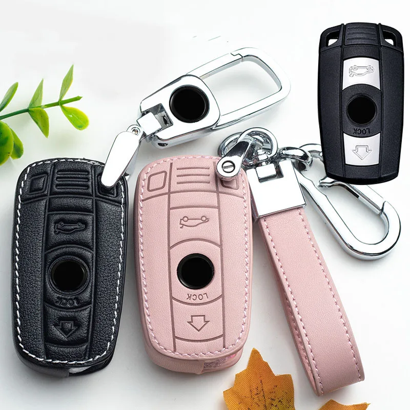 

NEW Leather Key Case Cover FOB For Bmw F30 F10 F20 X3 X1 X5 X6 e30 e36 e90 e60 e84 e39 e46 e90 Car Case Key Accessories