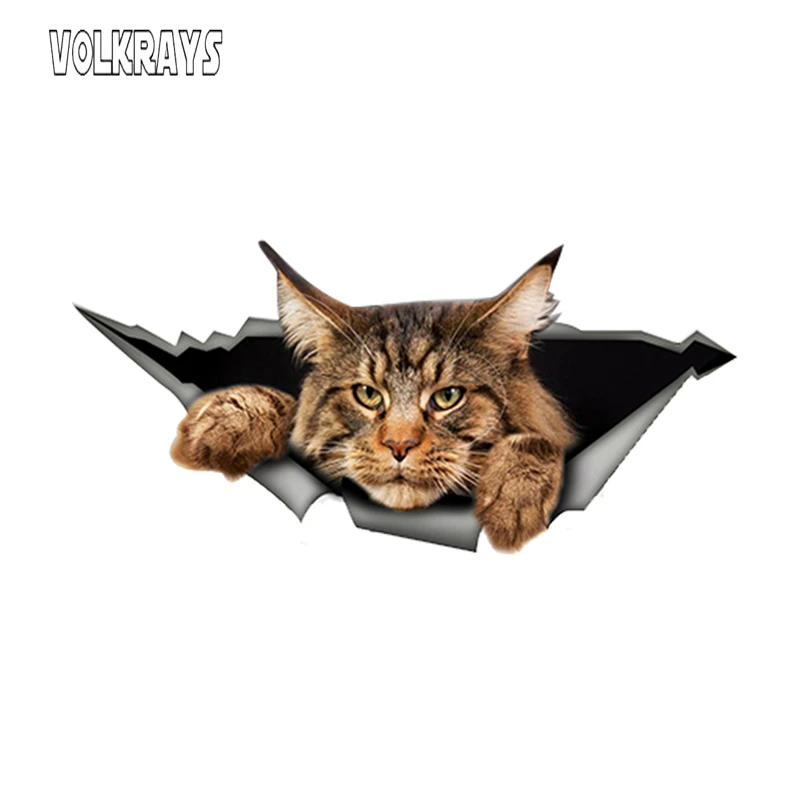 

Автомобильная наклейка Volkrays в виде животного Мейн-енота, рваная металлическая наклейка, светоотражающая Водонепроницаемая наклейка s, 3D см...