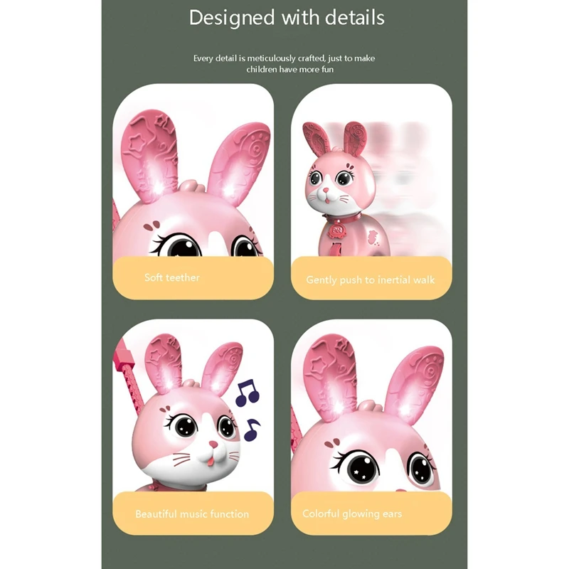 

Trolley Walker Toy Toddler Music Animals Hand Push Single Pole Drag Light Car Baby Toys Infant Walker Toy