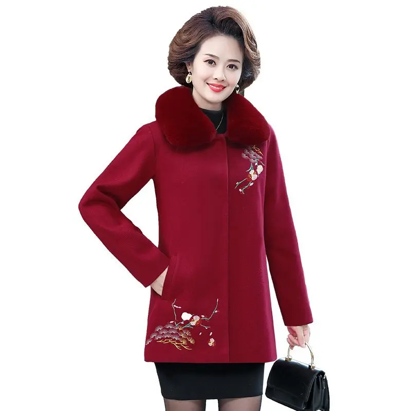 

2020 New Winter Woolen Coat Large Size Ladies Fur Collar Long Section Nizi Coat Autumn And Winter Women's Coat