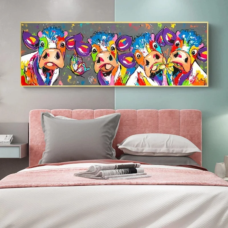 

Graffti Colorful Cow Bison Art Canvas Print Painting Lovely Animal Wall Picture Kids Room Living Room Home Decoration Poster