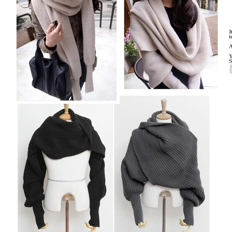 Модная Осенняя Женская Вязаная Шерстяная накидка пальто шаль свободный зимний