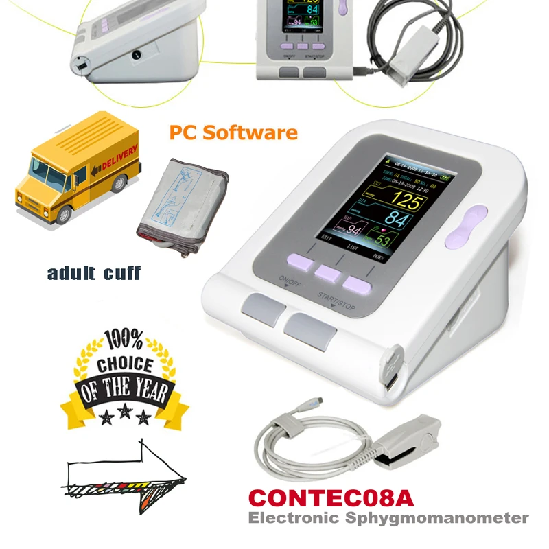 CONTEC08A цифровой монитор артериального давления + зонд SPO2 для взрослых|pressione