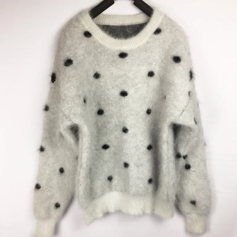 mink cashmere thick sweater women cashmere wave point pullovers knitted pure mink Customized color free shippingM20204