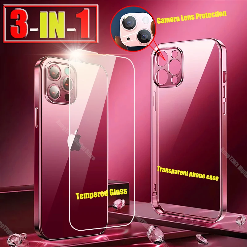 

Ультратонкий силиконовый защитный чехол для объектива телефона iPhone 13 12 11 Pro Max Mini Shell 7 8 Plus 13Pro XR XS X SE 2020, задняя крышка