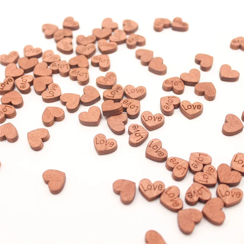 100 шт. деревенские деревянные крошечные кусочки сердечек конфетти украшения на