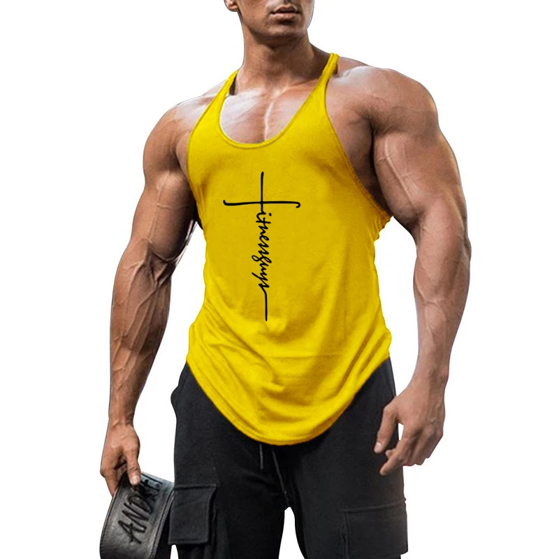 Brand Gym Stringer Tank Top Men Bodybuilding Clothing Cotton Sleeveless Shirt Man Fitness Vest Singlet Sportwear Workout Tanktop images - 6