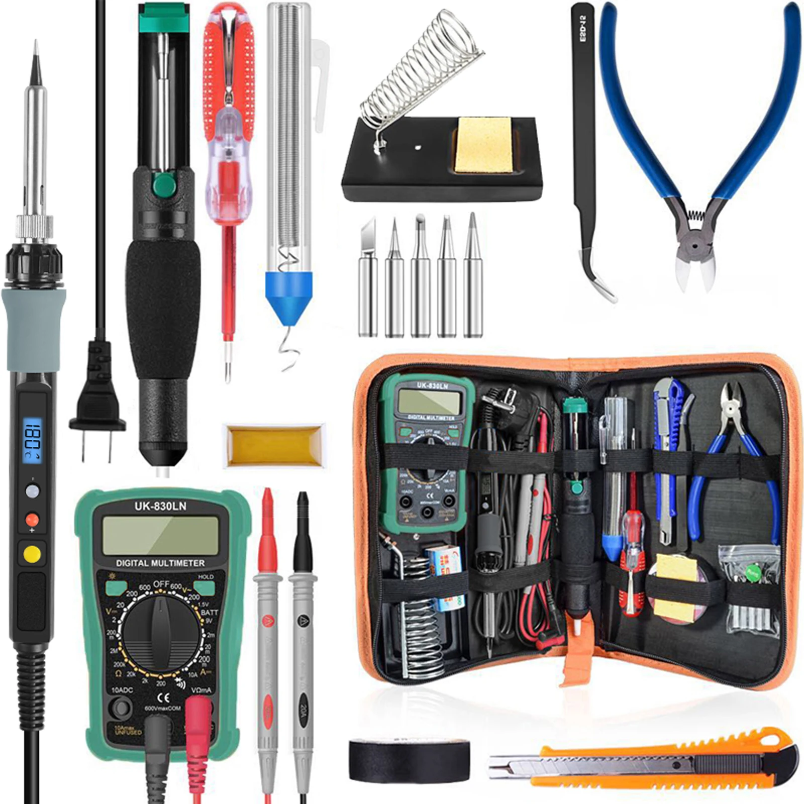 

Портативный Цифровой паяльник с регулируемой температурой 100-480 ℃, набор профессиональных сварочных инструментов с электрическим мультиме...